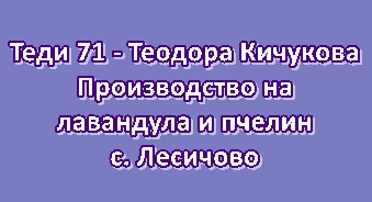 Image for Теди 71 - Теодора Кичукова - Производство на лавандула и пчелин, с. Лесичово